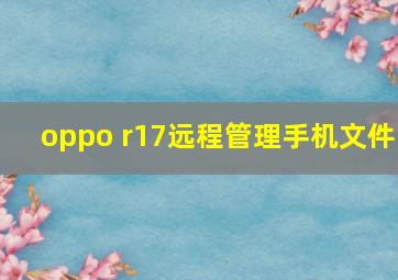 oppo r17远程管理手机文件